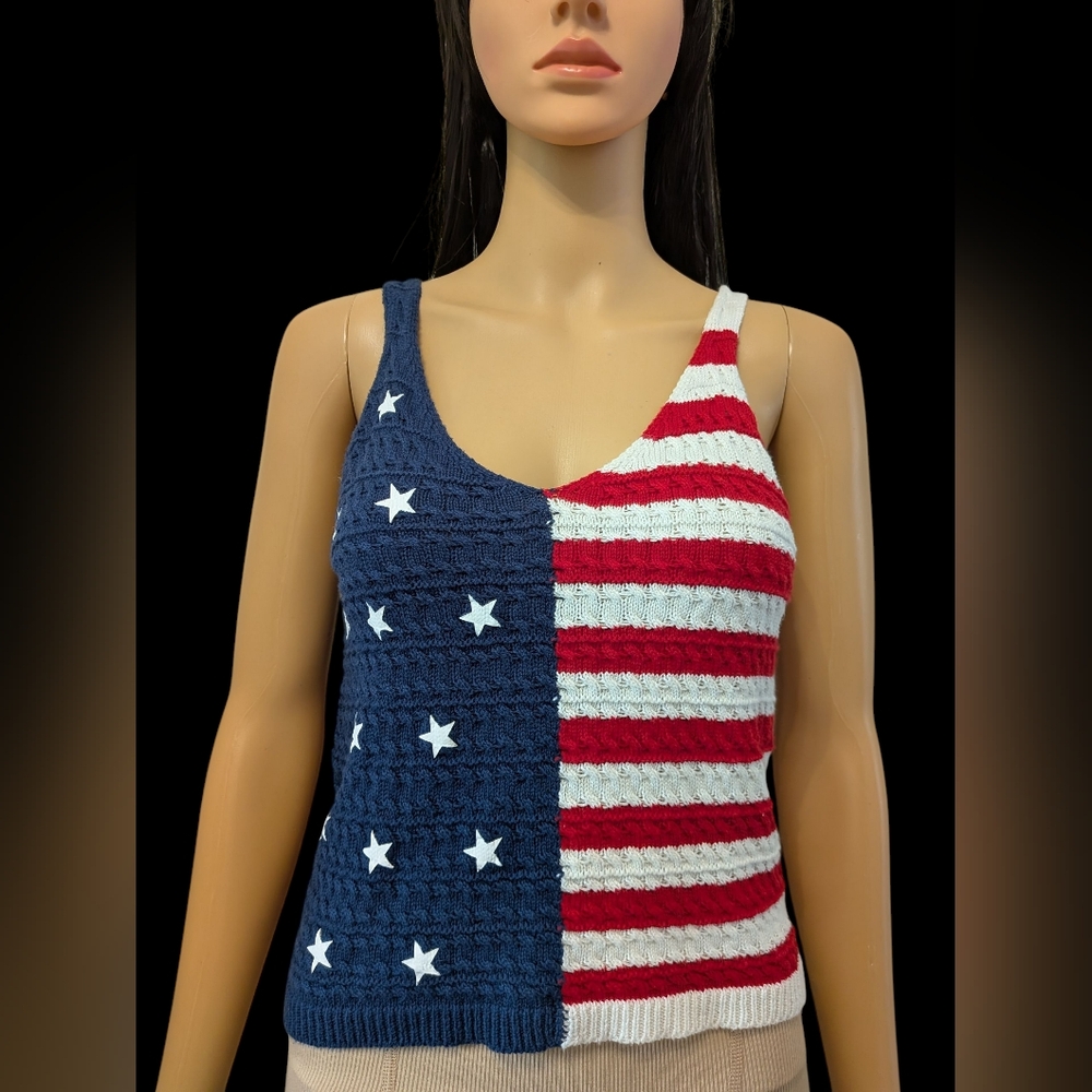 American Flag Knit Tank Top Small - Picture 12 of 12